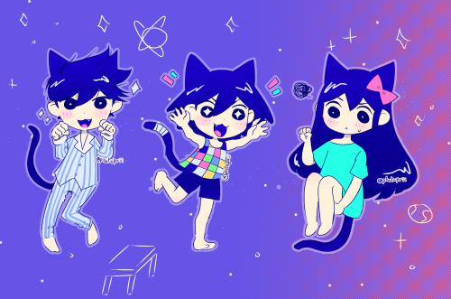 First set of designs for some double-sided OMORI cat charms!