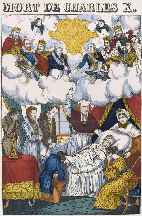 tiny-librarian:luzierdulafayette:The death of Charles X. He is shown surrounded by his grieving fami