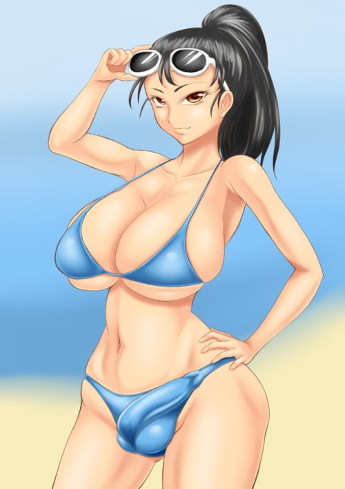 post-futa:  Futanari swimsuit bulges [Request]