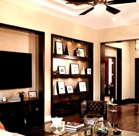Living Room - Home BarExample Of A Large, Modern, Open-concept Living Room With A Bar, White Walls, No