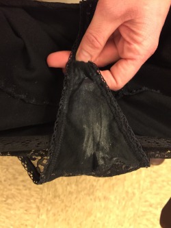 dirtypantysniffer:  msjigglypuffs:  Adding more horny girly cream to my panties throughout the day. Mmmmmm I think I’ll lick em clean and suck on the fabric.  Show us when you do ! 
