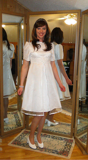 thetransgenderbride:This white dress, modeled by Britney, a crossdresser, is perfect for the bride i