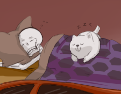 petite-pumpkin:  Shhh, tall skell is sleeping. 