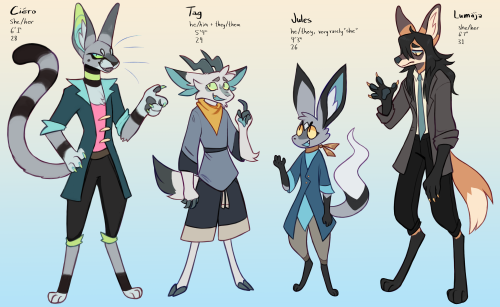 updated the designs of my characters and gave them ages and height estimates.