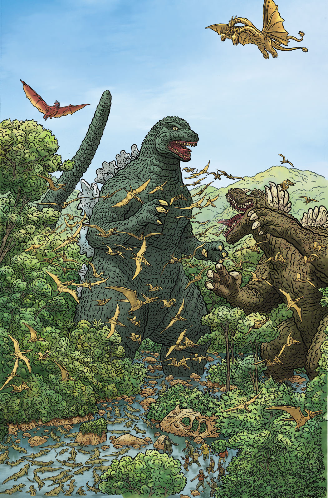 brianmichaelbendis:  Godzilla by Geof Darrow; colors by Peter Doherty