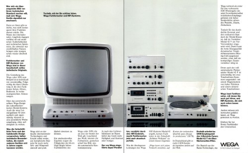 Hartmut Esslinger, Wega Color TV 3050 and HiFi Modul 42 advertisement, 1978. Germany. Via flickr