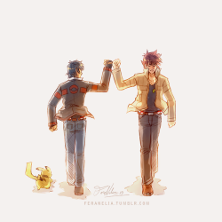 feradoodles:Because OTP + fist bumps = &lt;333!! also i just like to doodle older ash and gary lmao~