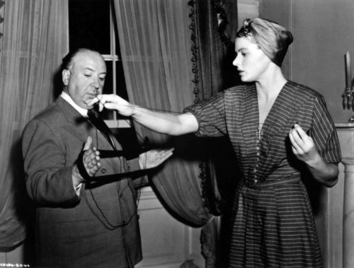 Alfred Hitchcock and Ingrid Bergman