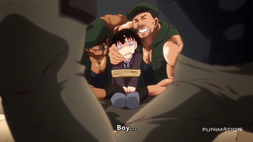 rule181:  The gay, buff guys from the first episode of Shomin Sample.If FUNimation puts this show on YouTube, I am going to make so many gifs. *sigh* Well, I am going to have to watch this entire show now just because of these guys. The show actually