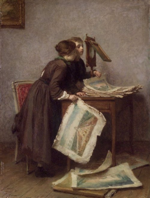 Porn photo oldpaintings:Children Looking at Prints,