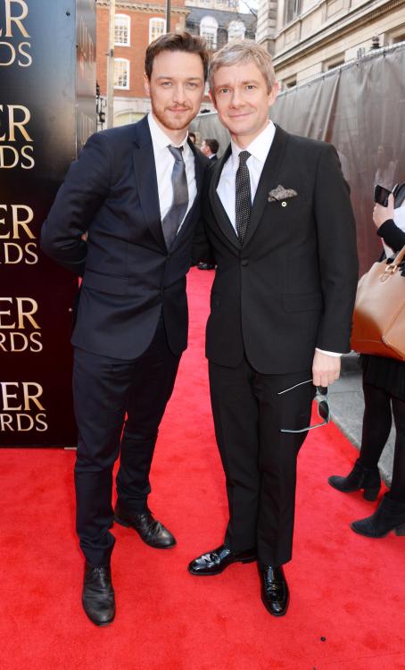 lordshezza:#HQ - Mark Gatiss, James McAvoy and Martin Freeman attend the Laurence Olivier Awards at 