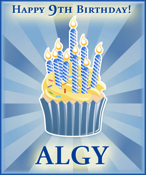 Hooray! It’s Algy’s 9th Tumblr Birthday! @adventuresofalgyAnd that means that Algy’s Tumblr Birthday