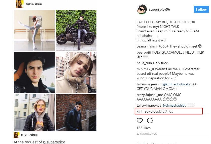 Yuri? Is that you??No, it’s actually Belarussian Ballet dancer Kirill Sokolovski (New Instagram / Old Instagram - Please don’t harass)! First we had “Otabek,” and now here is Yuri :O And it’s not just the looks, either:1. He trains at Vaganova