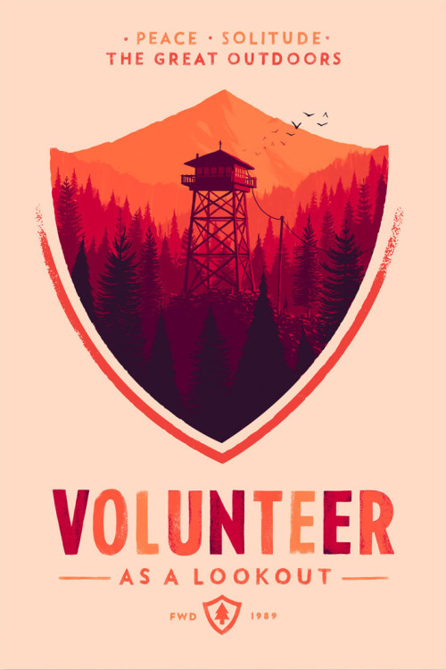 kurthustle: Gorgeous artwork done by Olly Moss for the beautiful and eery Firewatch, produced by the