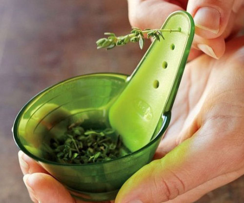 awesomeshityoucanbuy:  Herb StripperSimplify the tedious chore of de-leafing herbs by making it a quick and easy task using the herb stripper. With a single pull of the stem through one of the specially designed holes, the herbs will fall neatly into