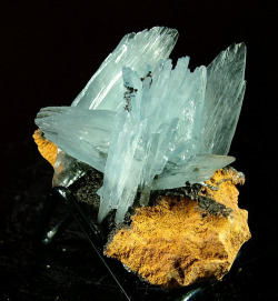 fuckyeahmineralogy:    Azure Baryte on limonitic