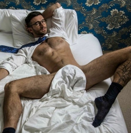 socksandskins: https://socksandskins.tumblr.com/   Wow. Just everything. I LOVE a guy in glasses. And that shirt and socks combo? Just marry me!