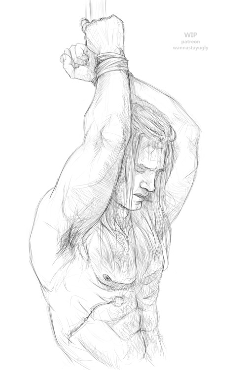 wannastayugly:Geralt. WIP. Commissioned. Based on a scene from my client’s fic Hawthorn <3PATREON