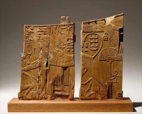 Arm panel from a ceremonial chair of the 18th Dynasty pharaoh Thutmose IV.  Artist unknown; ca.