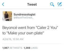 oziomathewicked:  Went from Cater 2 You to Nigga you lucky if I cook 