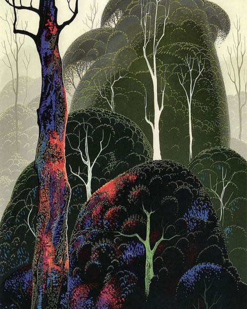 Eyvind Earle (American, 1916-2000, b. NY, USA) - Early Autumn, 1996 Serigraph on Paper, Private Coll