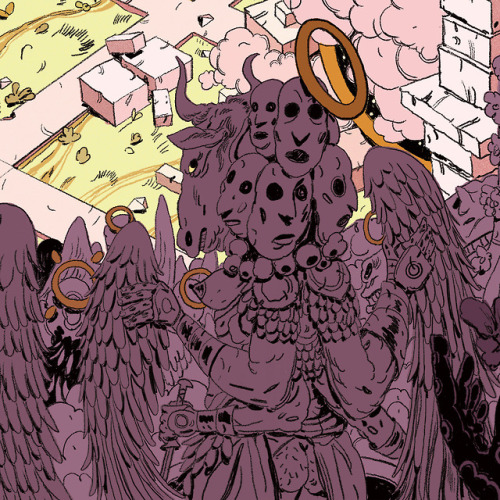 A bunch more details from Heaven, one of the two giant Heaven and Hell illustrations I did for Cards