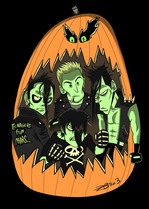 snaggle-teeth:Halloween edition of that Misfits pic. This time with different outfits and early 80&r