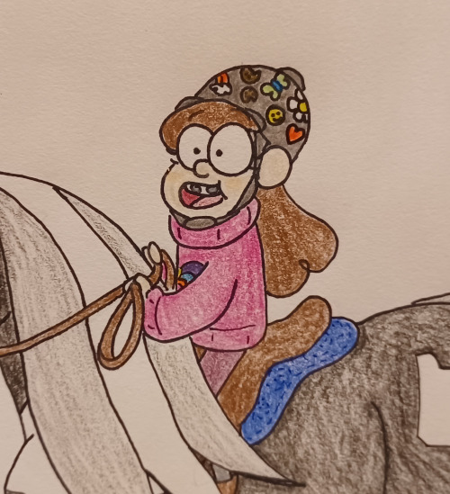 Dipper attempting to ride Issac and Mabel riding Skunk. Which rider are you?I once saw a little girl