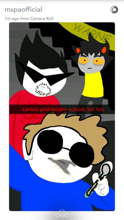 homestucksnaps:Posted on 10/31/16 by @mspaofficial on Snapchat.