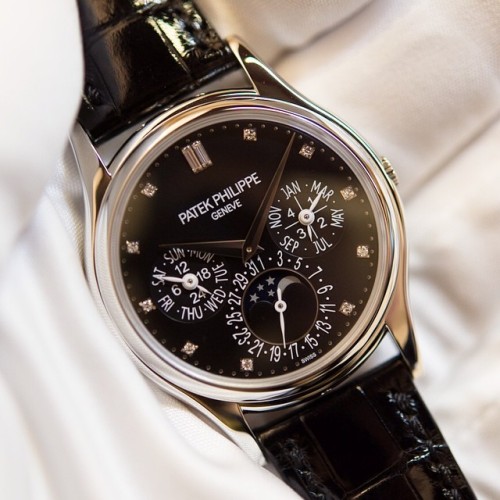 Starting this year, #patekphilippe will offer the classic, 37mm round perpetual calendar in platinum with a galvanized black dial and diamond markers. Is this new 5140P the ultimate black-tie watch? Details on HODINKEE. (at www.hodinkee.com)