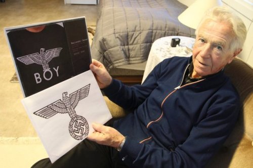 girlyplugs:  dollyfarton:  riesen-love:  exanimatio:  croowley:  That man you see there, he is a 92 year old veteran from Norway, who was tortured by the nazis during world war II. The upper picture is the picture of the “BOY London” logo, that’s