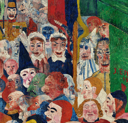 James Ensor and his eternal love for the masquerades. detail of Christ’s Entry Into Brussels ~