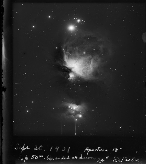 1901 Photograph: The Orion Nebula (apod)