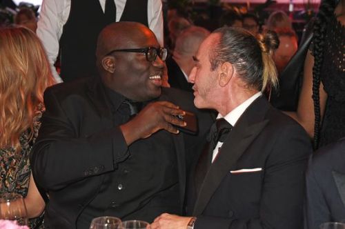 marij-94791199:John Galliano , Edward Enninful  and Caroline Rush at a reception ahead of The F