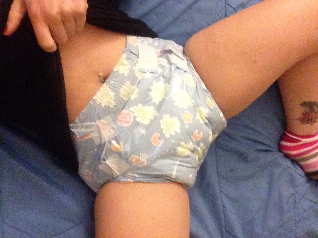 badlilblubunny:  Finally got a bag of the ABU Space diapers from my lovely foot slave.