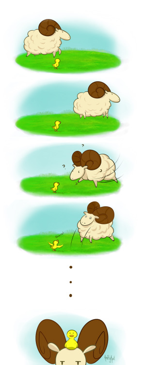 A little comic I didn’t fully finish. The first encounter between ram and duckling!