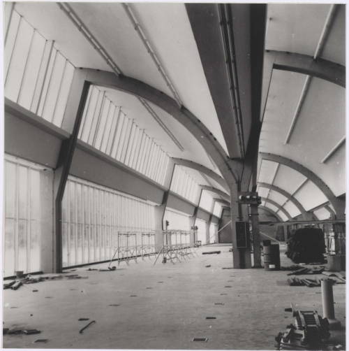 architectureofdoom:Factory of Weverij de Ploeg, Bergeijk, Gerrit Rietveld, 1956-58. Garden designed by Mien Ruys.
