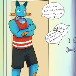 Gao the Swampert walks in on Pawl doing his strip tease dance for Jolt, likes what he sees.  Even though they’re older, they still have their personalities.&ldquo;Unh, unh, unh,&rdquo; Pawl grunted to the musical beat as he continued to gyrate his