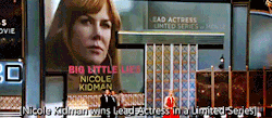 shaolinbynature:  This is not anti-Nicole Kidman but more of a spotlight on the ones in control of the Emmys. The ones who softly played off others, allowed Nicole to speak on to her liking with no orchestra to play her off, but then cut a historic moment