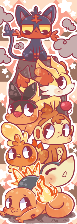 shannondraws: Some pokemon starter bookmarks for some conventions this past month