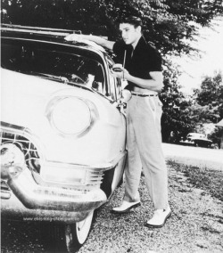 candidelvis:  Elvis and his Cadillac.  Taken