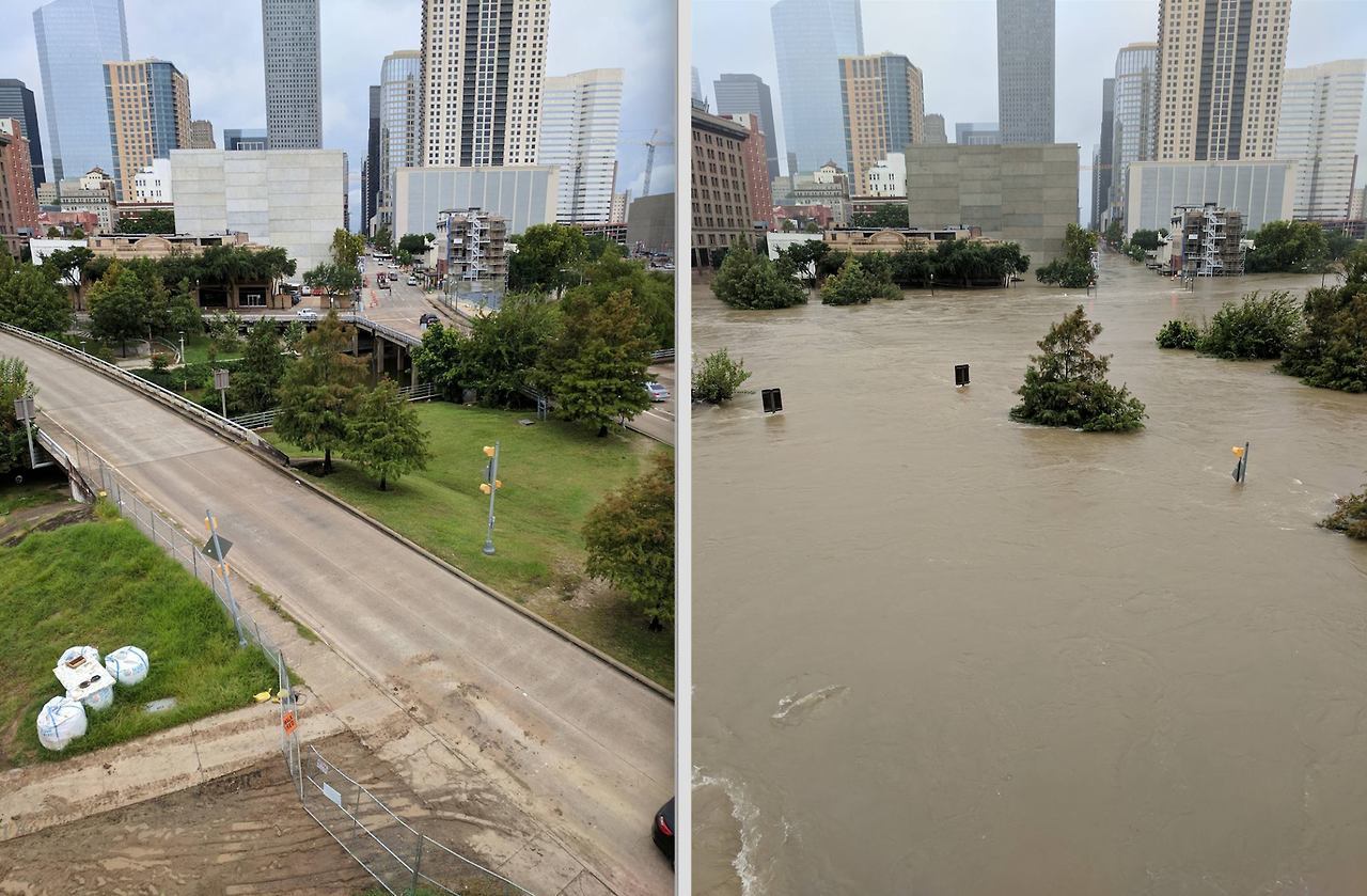 jehovahhthickness:  welcometoyouredoom:Before and after flooding in Houston  Fuck.