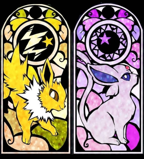 retrogamingblog: Stained Glass Eeveelutions by Nekomeruma
