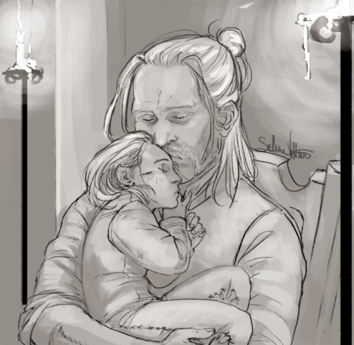 I needed to sketch papa Vesemir and baby Geralt taking a nap, yes (◕‿◕)