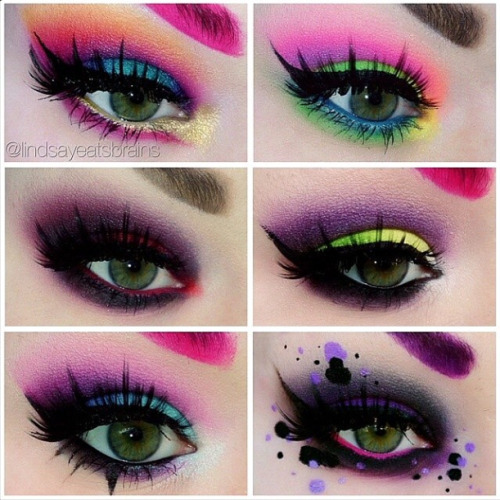 sugarpillcosmetics:  So much color inspiration from Lindsayeatsbrains ! Check out all the fun looks she created using Sugarpill. http://instagram.com/p/nm-YrSRRAp/