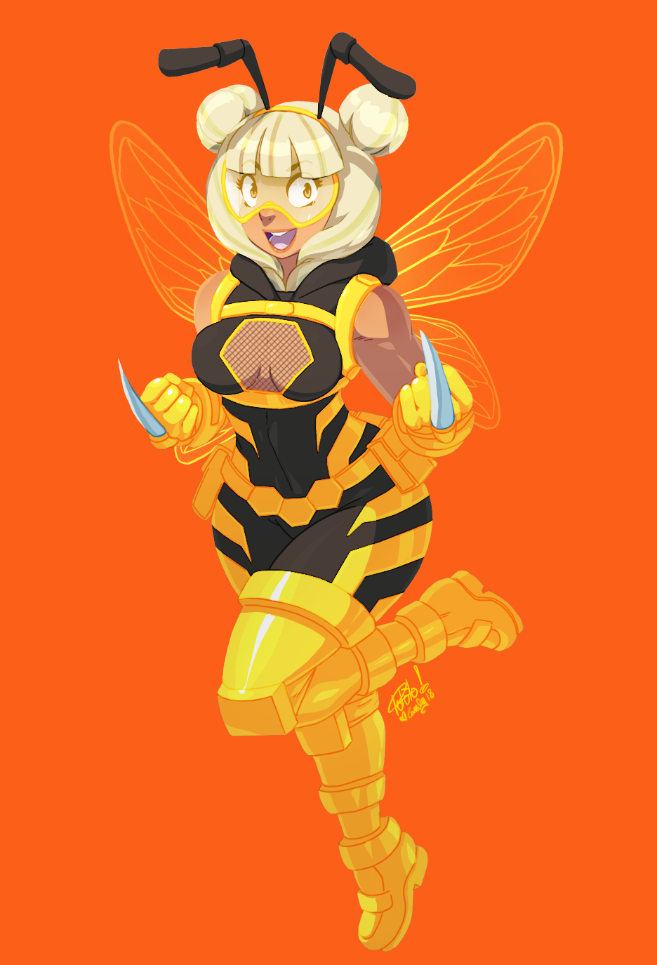 tovio-rogers:@ladycandy2011 asked me to design a bee themed hero costume. this was