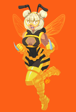 tovio-rogers:@ladycandy2011 asked me to design a bee themed hero costume. this was the result.  cute X3