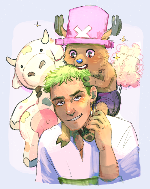 The First One! Prompt Of The Day: Chopper + Stuffed Animal. Zoro Definitely Won That For Him...