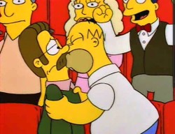 thesimpsonswayoflife:  In honour of the Gay Pride Parade, I’ve collected some of the gay kisses that appeared on the show. FUN FACT: The Simpsons was the first animated series to show a kiss between two males on American television. That was in 1990