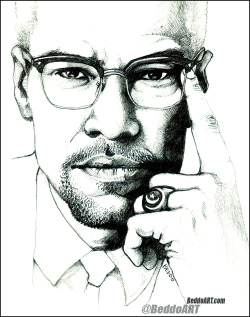 beddoart:  Malcolm X   by Beddo.Tumblr, twitter, instagram - @BeddoArt       facebook - BeddoArt
